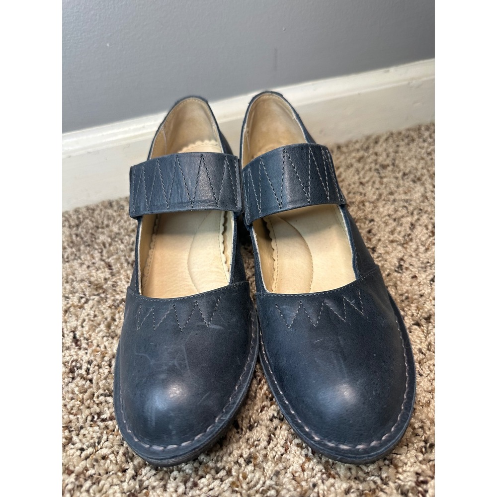 Sergio Tomani Blue Leather Mary Jane Low Heel Pumps EU 38 US 7.5 - Picture 2 of 10